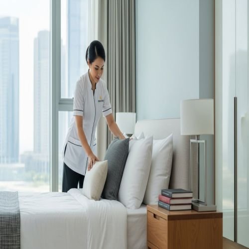 عاملات تنظيف فى حى الملك فهد بجده